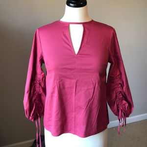 NWOT Express Cinched Sleeve Cutout Pink Blouse